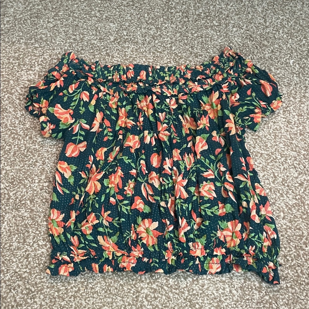 Free People FP One Suki Floral Off-Shoulder Short Sleeve Blouse - Picture 4 of 8